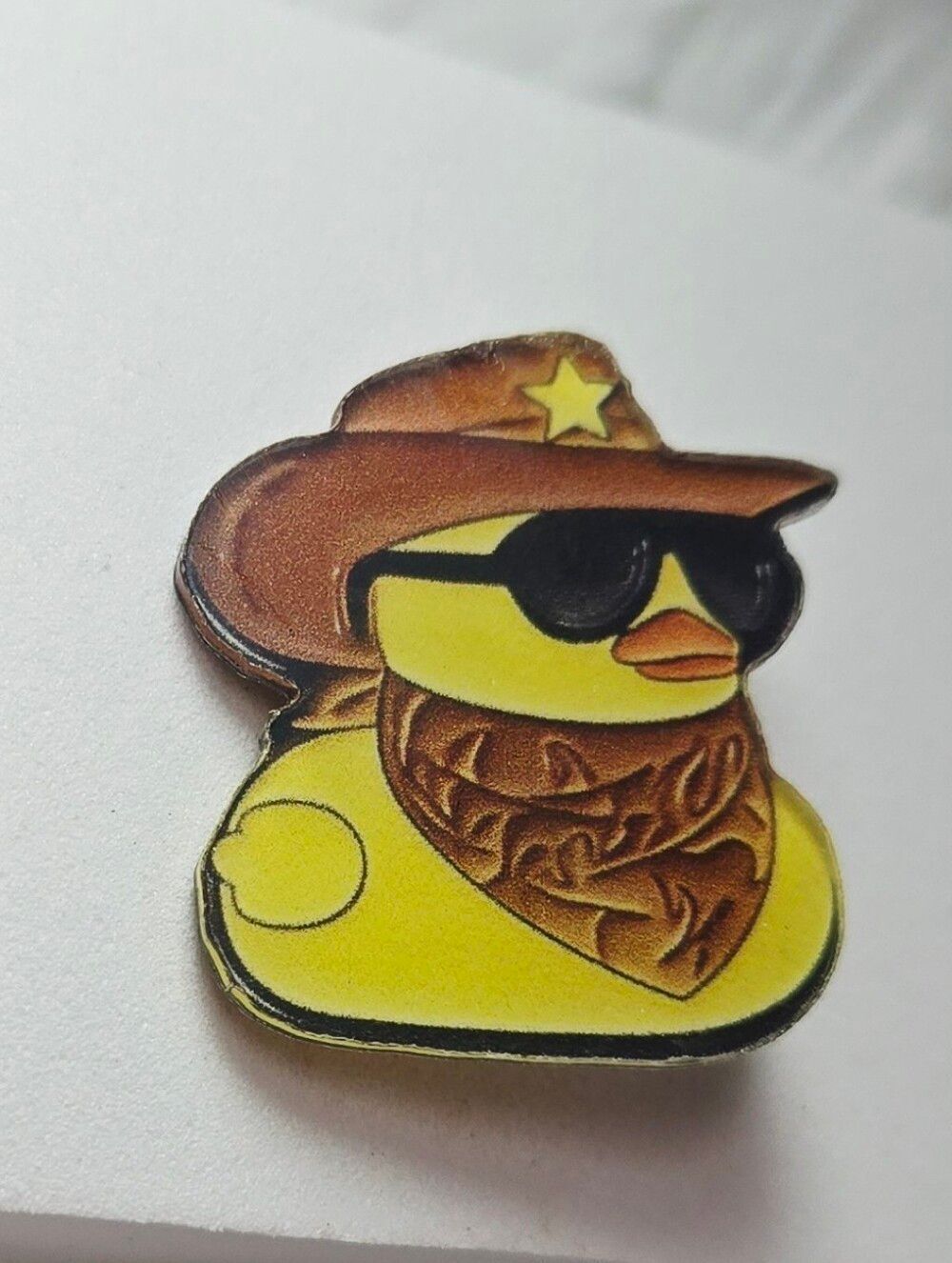 Cowboy Duck Lapel Pin Western Rubber Duck Acrylic Yellow Ducky Bandana Shades